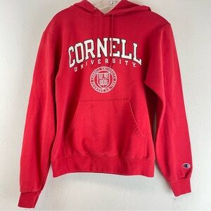 Cornell University Champion XS Red Pullover Hoodie Sweatshirt